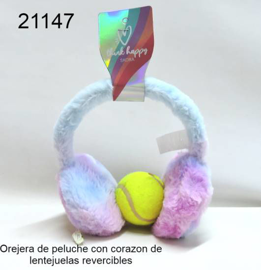Imagen de OREJERA PELUCHE CORAZON LENTEJUELAS 8.24